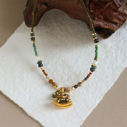 Buddha Stones Year Of The Horse Copper Tiger Eye Various Beads Balance Necklace Pendants - image 8