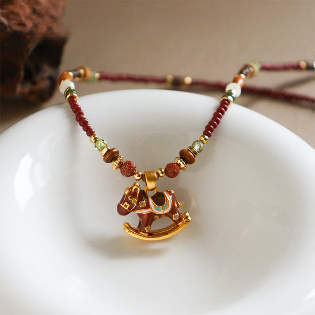 Buddha Stones Year Of The Horse Copper Tiger Eye Various Beads Balance Necklace Pendants - image 3