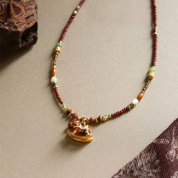 Buddha Stones Year Of The Horse Copper Tiger Eye Various Beads Balance Necklace Pendants - image 2