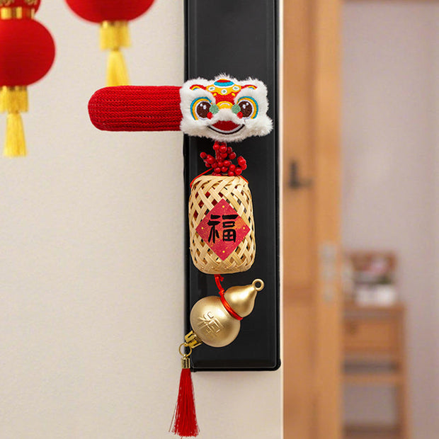 Buddha Stones Year of the Horse Dancing Lion Fu Character Door Handle Blessing Decoration - image 5