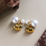 Buddha Stones Year Of The Horse Copper Pearl Balance Earrings - Copper Green Horse (Copper Posts) - image 0