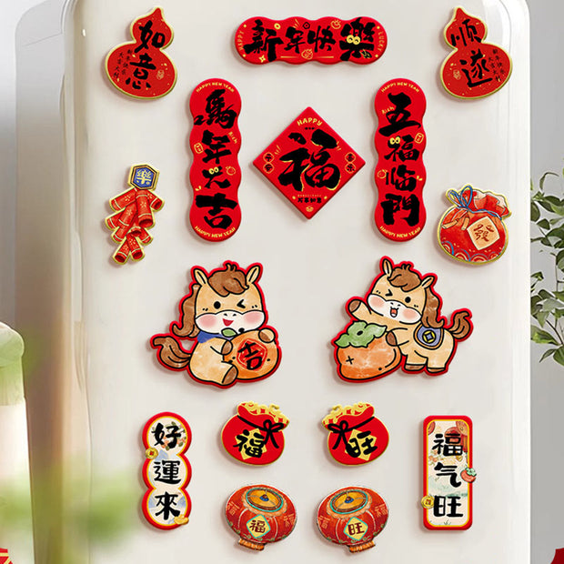 Buddha Stones Year of the Horse Refrigerator Fridge Full Magnet Back Blessings Decoration - image 0