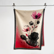 Buddha Stones Winter Ink Painting Lotus Flowers Leaves Pattern Soft Scarf Shawl - image 7