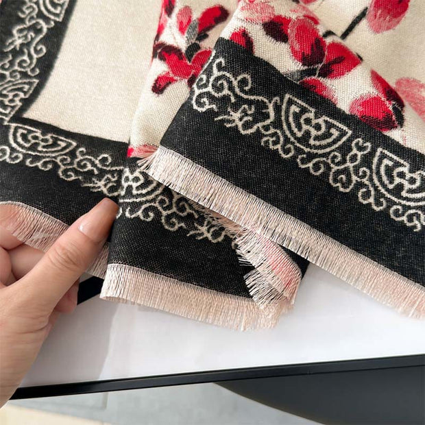 Buddha Stones Fall Peach Blossoms Branches Pattern Soft Scarf Shawl - image 6