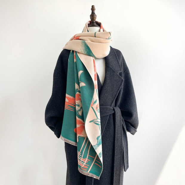 Buddha Stones Fall Lotus Koi Fish Dragonfly Pattern Cozy Scarf Shawl - image 2