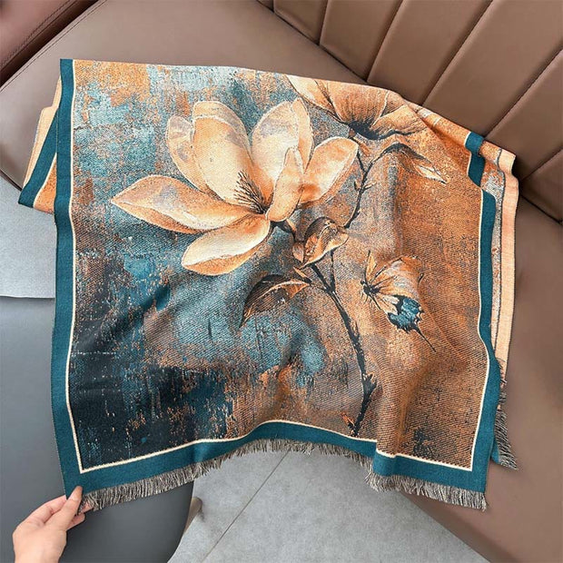 Buddha Stones Winter Magnolia Butterfly Pattern Soft Scarf Shawl - image 2