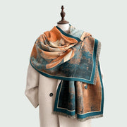 Buddha Stones Winter Magnolia Butterfly Pattern Soft Scarf Shawl - LightSalmon - 185*65cm - image 0