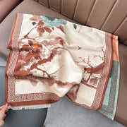 Buddha Stones Fall Plum Blossom Eaves Ink Painting Pattern Cozy Scarf Shawl - image 1