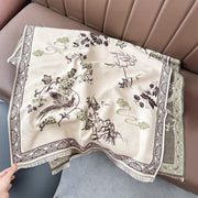 Buddha Stones Winter Birds Bamboo Leaves Vines Pattern Soft Scarf Shawl - DarkKhaki - 180*65cm - image 12