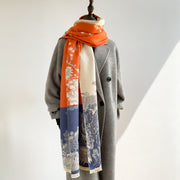 Buddha Stones Fall Flowers Trees Pavilion Pattern Cozy Scarf Shawl - image 2