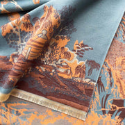 Buddha Stones Fall Flowers Trees Pavilion Pattern Cozy Scarf Shawl - image 12