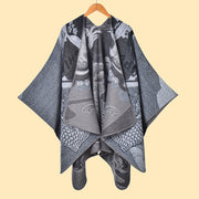 Buddha Stones Winter Koi Fish Waves Pattern Warm Cozy Scarf Shawl - Gray - 130*150cm - image 9