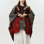 Buddha Stones Winter Koi Fish Waves Pattern Warm Cozy Scarf Shawl - IndianRed - 130*150cm - image 0