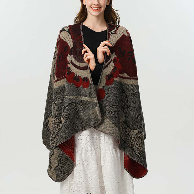 Buddha Stones Winter Koi Fish Waves Pattern Warm Cozy Scarf Shawl - image 5