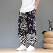 Buddha Stones Summer Dragon Drawstring Design Cotton Men's Harem Pants With Pockets - SteelBlue - US/UK/AU46，EU56 (5XL) - image 10