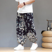 Buddha Stones Summer Dragon Drawstring Design Cotton Men's Harem Pants With Pockets - image 16