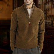 Buddha Stones Solid Color Ribbed Design Men's Knitted Long Sleeve Cotton Sweater - Peru - US/UK/AU46，EU56 (5XL) - image 0