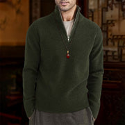 Buddha Stones Solid Color Ribbed Design Men's Knitted Long Sleeve Cotton Sweater - DarkOliveGreen - US/UK/AU46，EU56 (5XL) - image 4