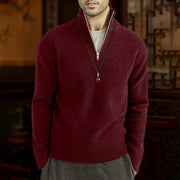 Buddha Stones Solid Color Ribbed Design Men's Knitted Long Sleeve Cotton Sweater - DarkRed - US/UK/AU46，EU56 (5XL) - image 5