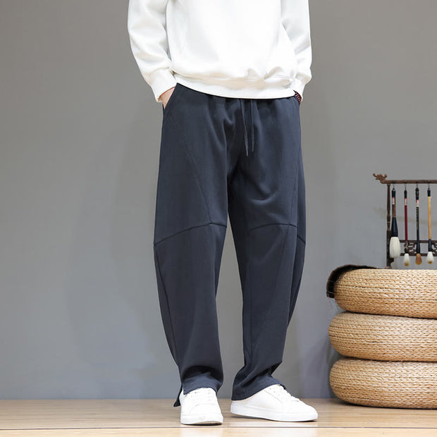 Buddha Stones Winter Solid Color Fleece-lined Men's Cotton Pants With Pockets - SteelBlue - US/UK/AU46，EU56 (5XL) - image 0