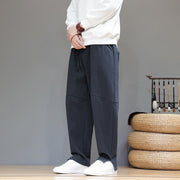 Buddha Stones Winter Solid Color Fleece-lined Men's Cotton Pants With Pockets - image 1