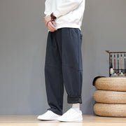 Buddha Stones Winter Solid Color Fleece-lined Men's Cotton Pants With Pockets - image 2