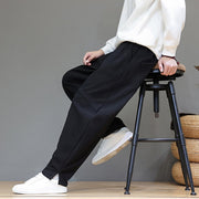 Buddha Stones Winter Solid Color Fleece-lined Men's Cotton Pants With Pockets - image 16