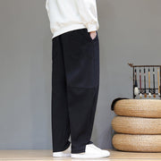 Buddha Stones Winter Solid Color Fleece-lined Men's Cotton Pants With Pockets - image 15