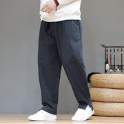 Buddha Stones Winter Solid Color Fleece-lined Men's Cotton Pants With Pockets - image 3