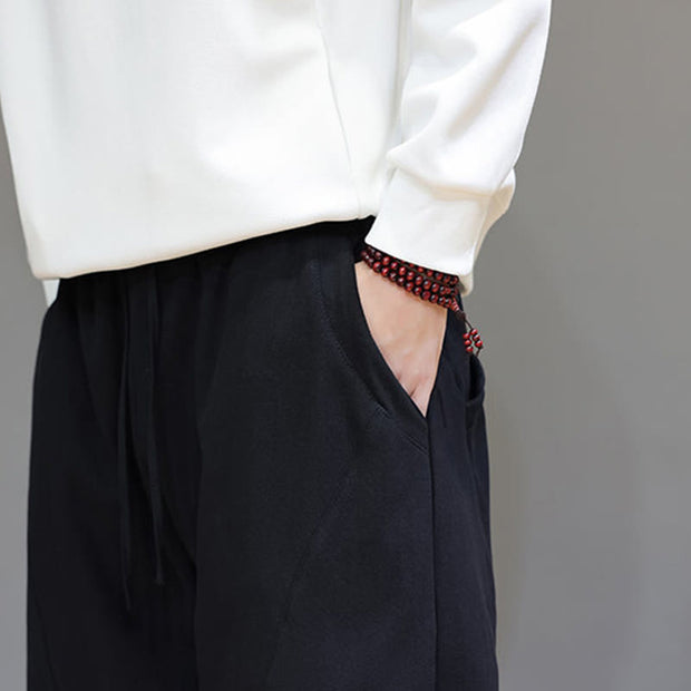 Buddha Stones Winter Solid Color Fleece-lined Men's Cotton Pants With Pockets - image 17