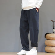 Buddha Stones Winter Solid Color Fleece-lined Men's Cotton Pants With Pockets - image 7