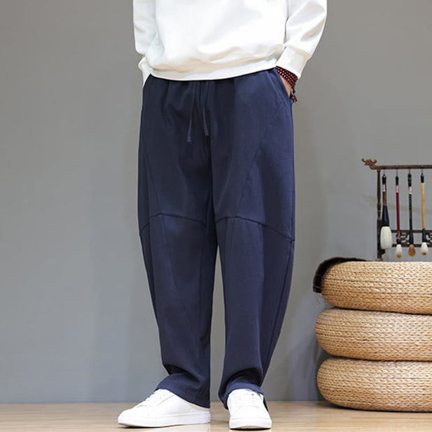 Buddha Stones Winter Solid Color Fleece-lined Men's Cotton Pants With Pockets - image 8