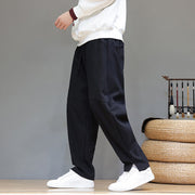 Buddha Stones Winter Solid Color Fleece-lined Men's Cotton Pants With Pockets - image 14