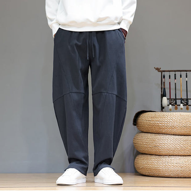 Buddha Stones Winter Solid Color Fleece-lined Men's Cotton Pants With Pockets - image 10