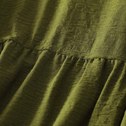 Buddha Stones Casual Olive Green Crew Neck Women's Cotton Long Sleeve Shirt - image 4