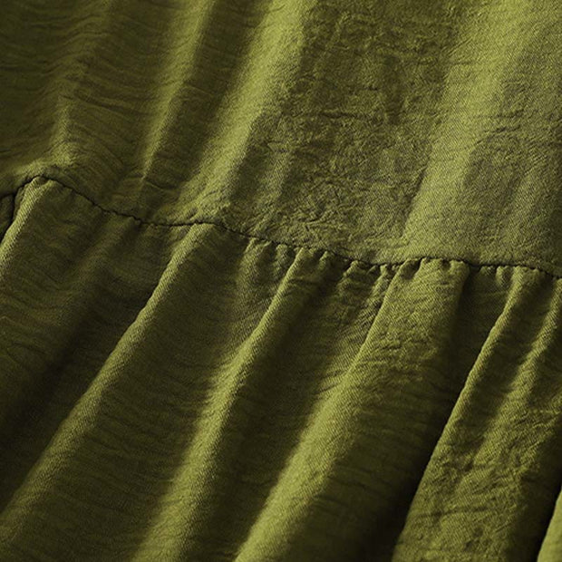 Buddha Stones Casual Olive Green Crew Neck Women's Cotton Long Sleeve Shirt - image 4