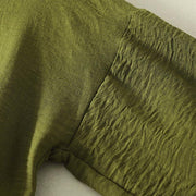 Buddha Stones Casual Olive Green Crew Neck Women's Cotton Long Sleeve Shirt - image 5