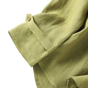 Buddha Stones Spring Dark Khaki Stand Collar Half Buttons Design Women's Long Sleeve Shirt - image 8