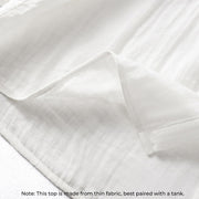 Buddha Stones White Ruffled Collar Long Sleeve Women's Cotton Shirt - image 8