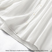 Buddha Stones White Ruffled Collar Long Sleeve Women's Cotton Shirt - image 7