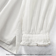 Buddha Stones White Ruffled Collar Long Sleeve Women's Cotton Shirt - image 6