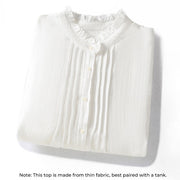 Buddha Stones White Ruffled Collar Long Sleeve Women's Cotton Shirt - image 2