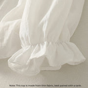 Buddha Stones White Buttons Ruffled Long Sleeve Women's Cotton Shirt - image 5