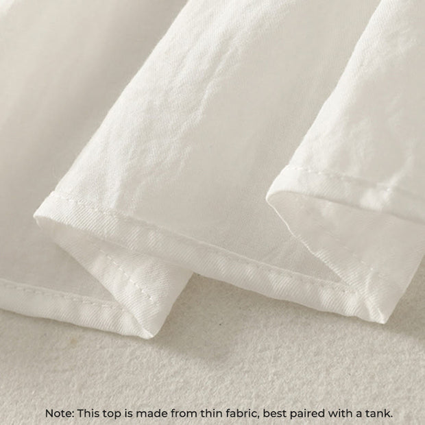 Buddha Stones White Buttons Ruffled Long Sleeve Women's Cotton Shirt - image 6