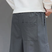 Buddha Stones Fall Pure Color Cotton Men's Cropped Harem Pants With Pockets - image 20