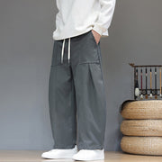 Buddha Stones Fall Pure Color Cotton Men's Cropped Harem Pants With Pockets - image 11
