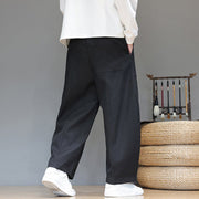 Buddha Stones Fall Pure Color Cotton Men's Cropped Harem Pants With Pockets - image 25