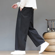 Buddha Stones Fall Pure Color Cotton Men's Cropped Harem Pants With Pockets - image 24