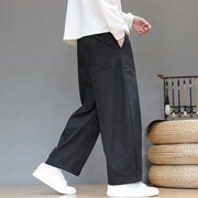 Buddha Stones Fall Pure Color Cotton Men's Cropped Harem Pants With Pockets - image 28