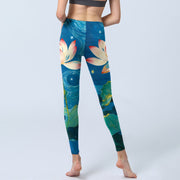 Buddha Stones Lotus Flowers Starry Sky Pattern Print Gym Leggings Women's Yoga Pants - image 6